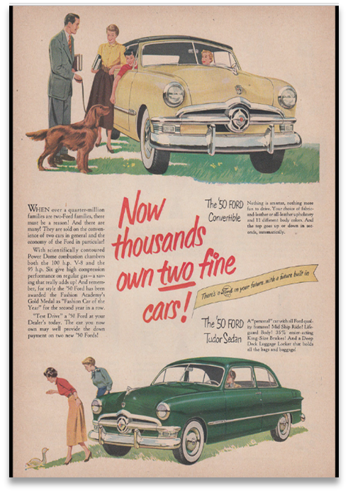 Post-world war 2 car ad
