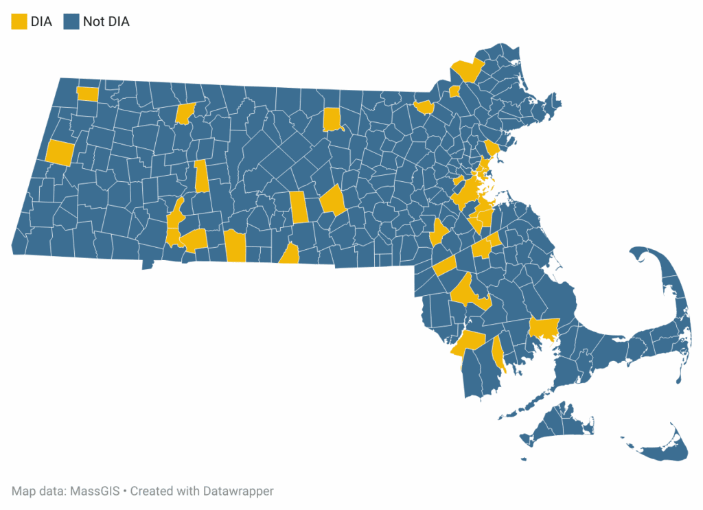 Map: Disproportionately Impacted Communities Across Massachusetts